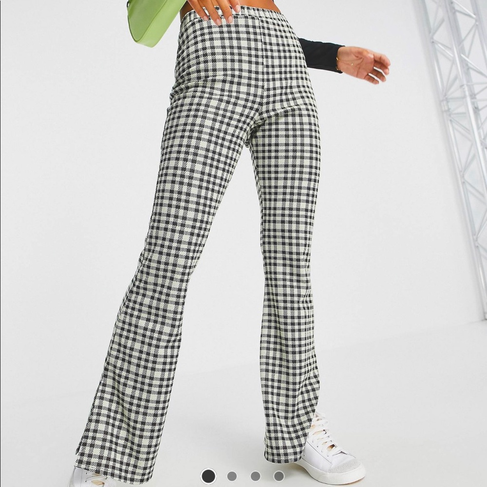 NWT ASOS Petite Jersey Checkered Flared Pants US Women’s Size 12